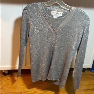 Joseph A Metallic Silver Sweater Set